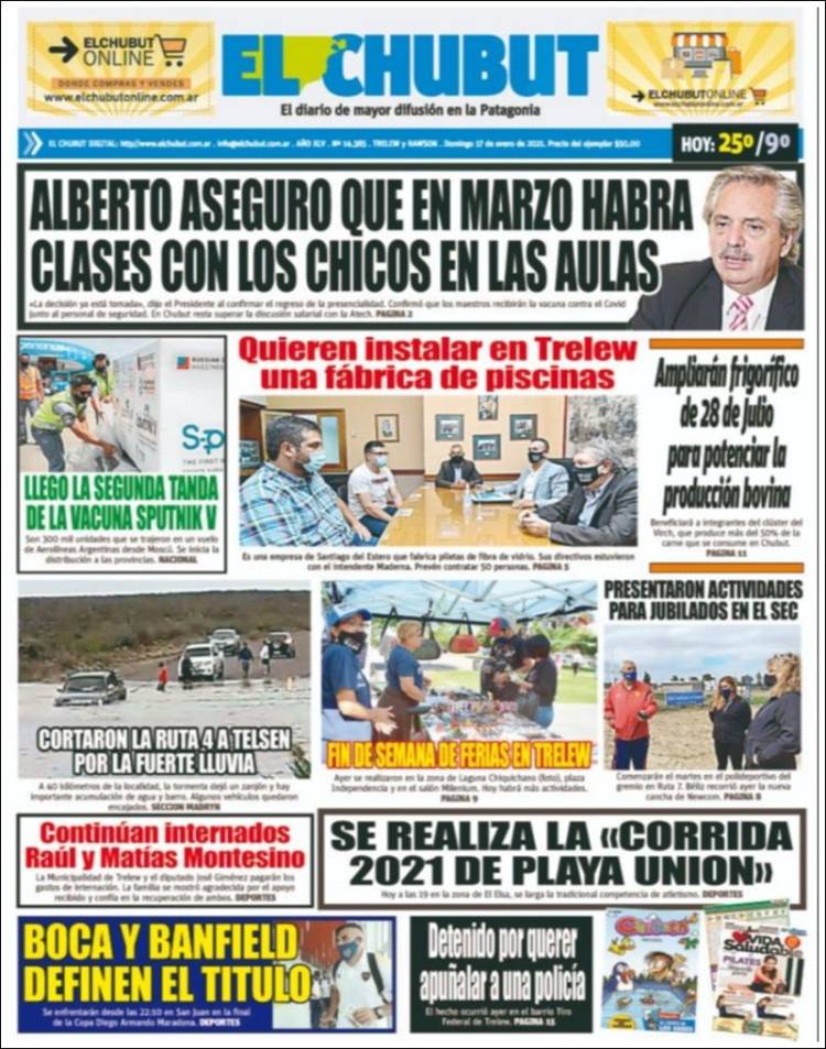 Portada de El Chubut (Argentina)