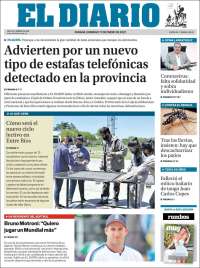 Portada de El Diario de Paraná (Argentina)