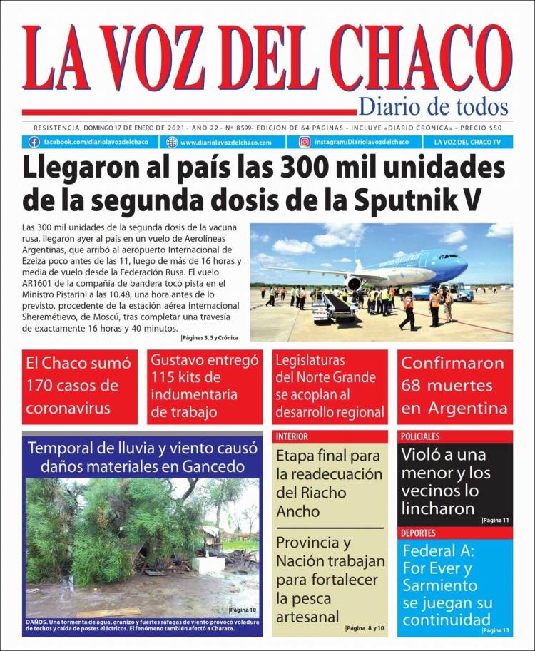 Portada de La Voz del Chaco (Argentina)