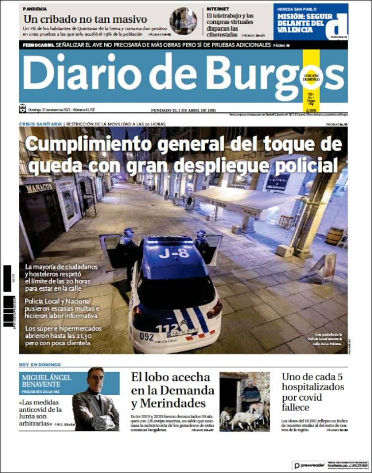 Portada de Diario de Burgos (España)