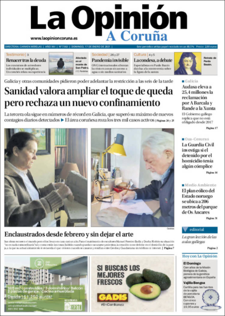 Portada de La Opinión de A Coruña (España)