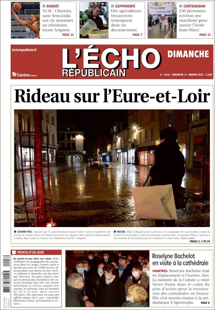 Portada de L'Echo Républicain (Francia)