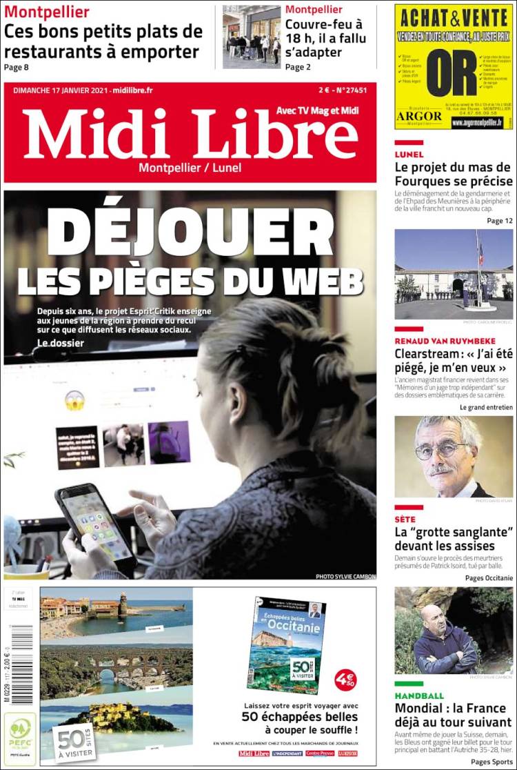 Portada de Midi Libre (Francia)