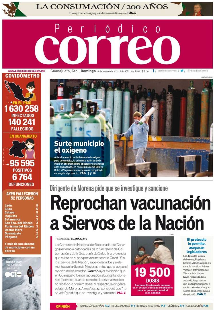 Portada de Correo - El diario del Estado de Guanajuato (México)