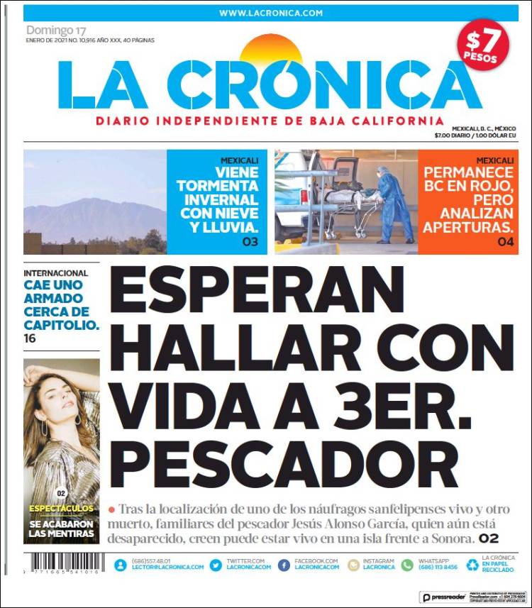 Portada de La Crónica de Baja California (México)