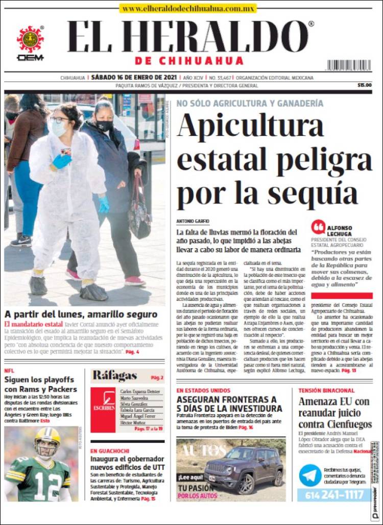 Portada de El Heraldo de Chihuahua (México)