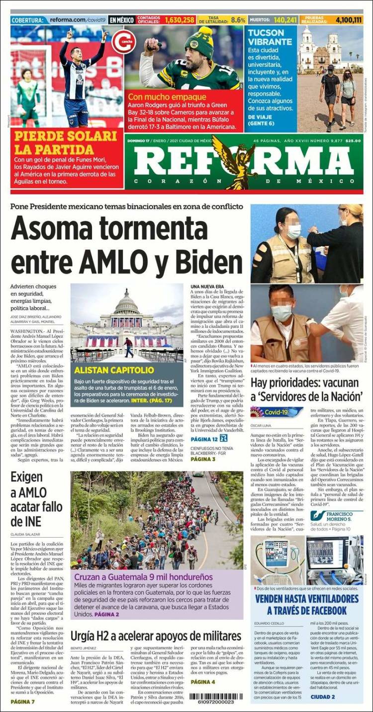 Portada de Reforma (México)