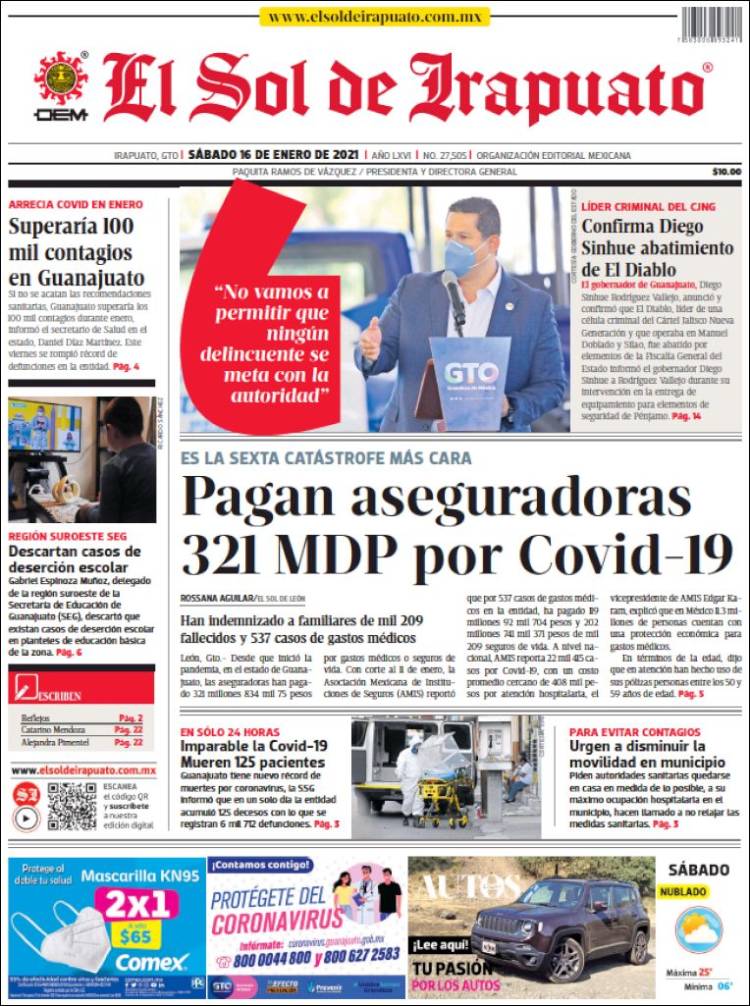 Portada de El Sol de Irapuato (México)