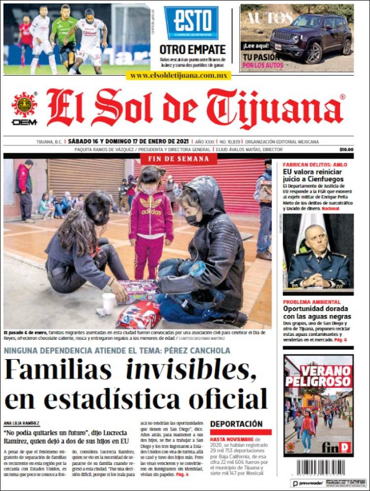 Portada de El Sol de Tijuana (México)