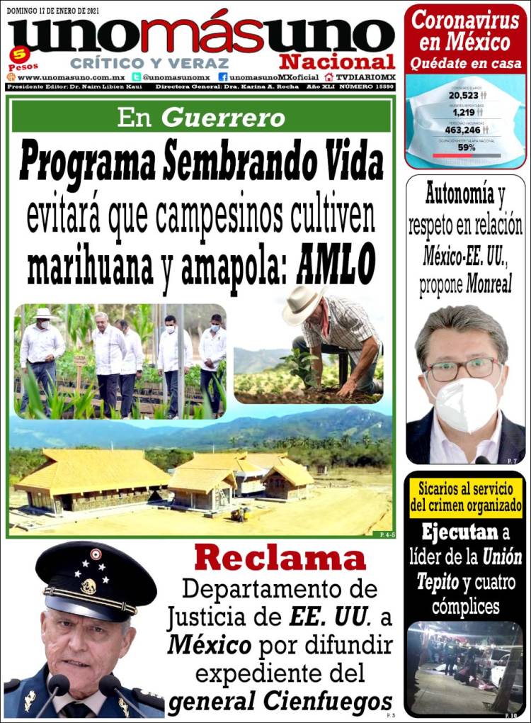 Portada de unomásuno (México)