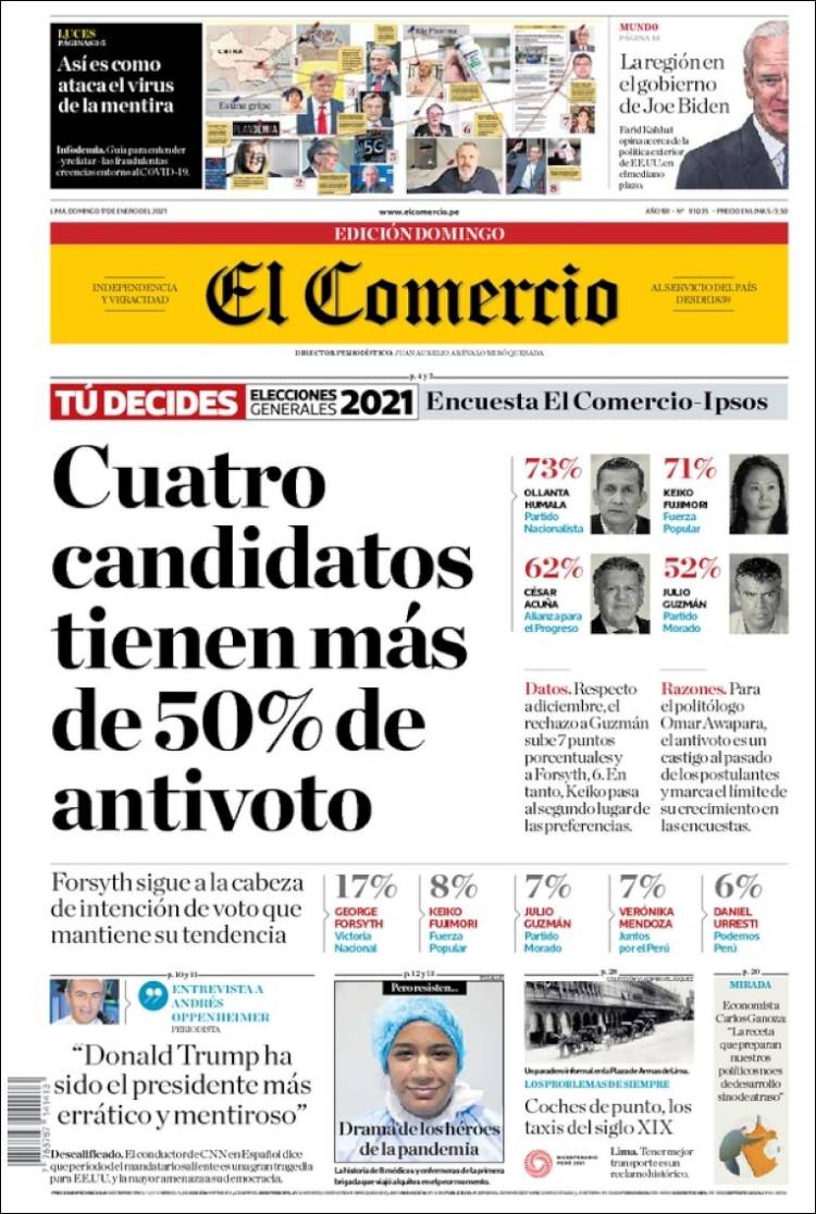 Portada de El Comercio (Perú)