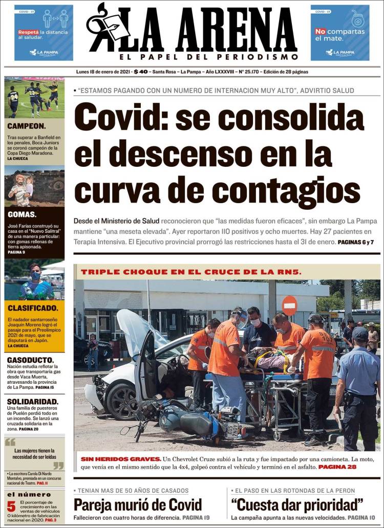 Portada de Diario La Arena (Argentina)