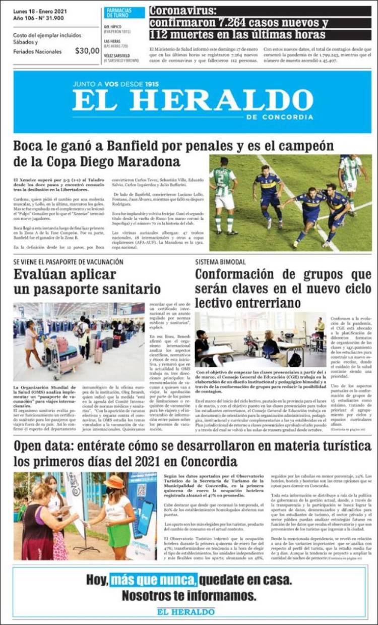 Portada de El Heraldo de Concordia (Argentina)