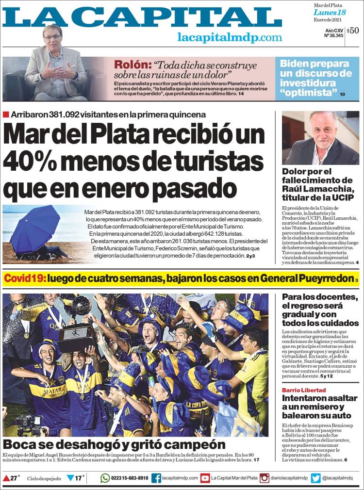 Portada de Diario La Capital - Mar del Plata (Argentina)