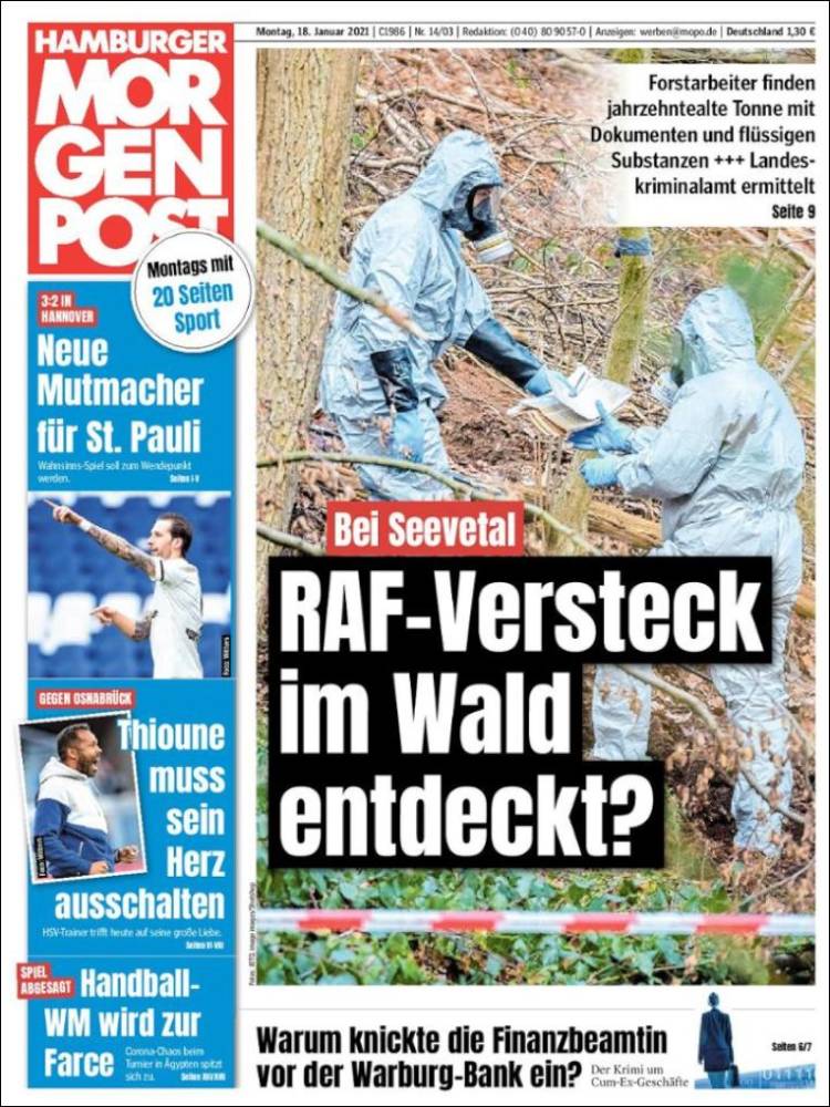 Portada de Hamburger Morgenpost  (Alemania)