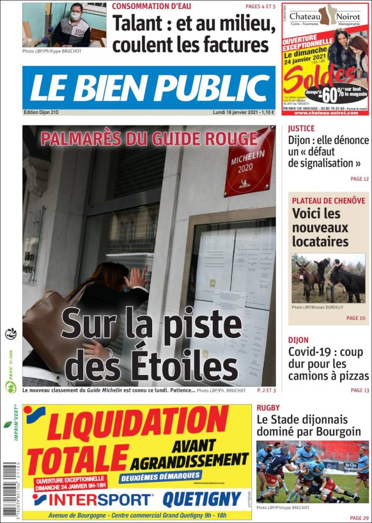 Portada de Le Bien Public (Francia)