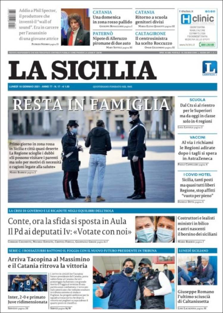 Portada de La Sicilia (Italia)