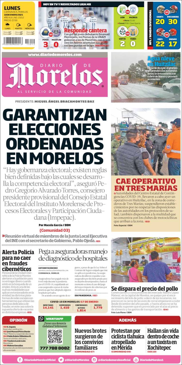 Portada de Diario de Morelos (México)