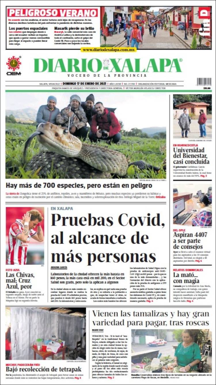 Portada de Diario de Xalapa (Mexico)