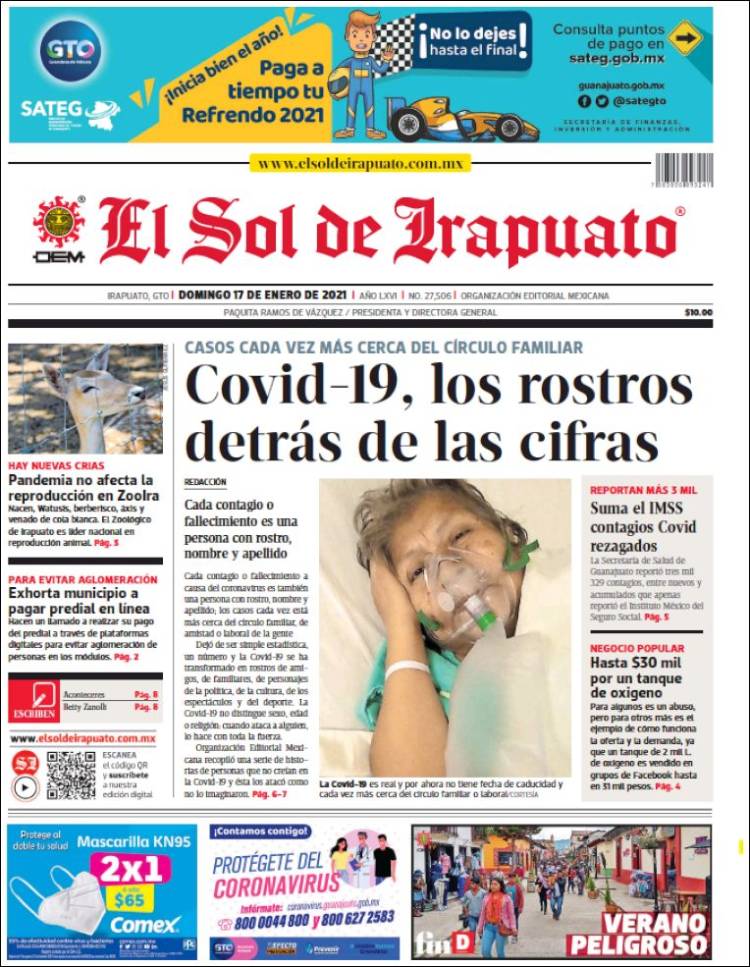 Portada de El Sol de Irapuato (México)