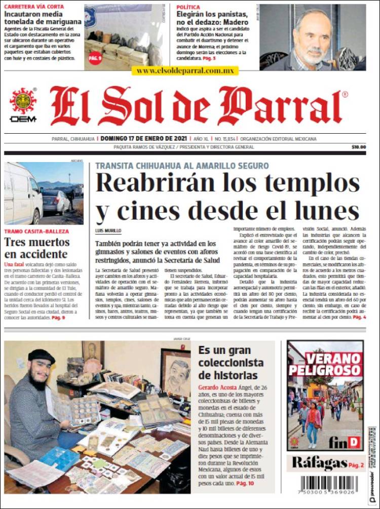 Portada de El Sol de Parral (México)