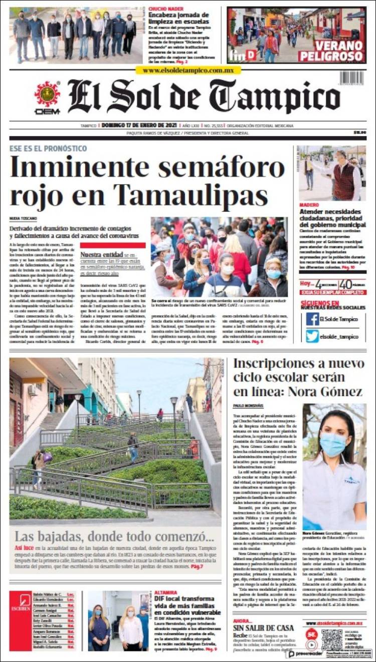 Portada de El Sol de Tampico (México)