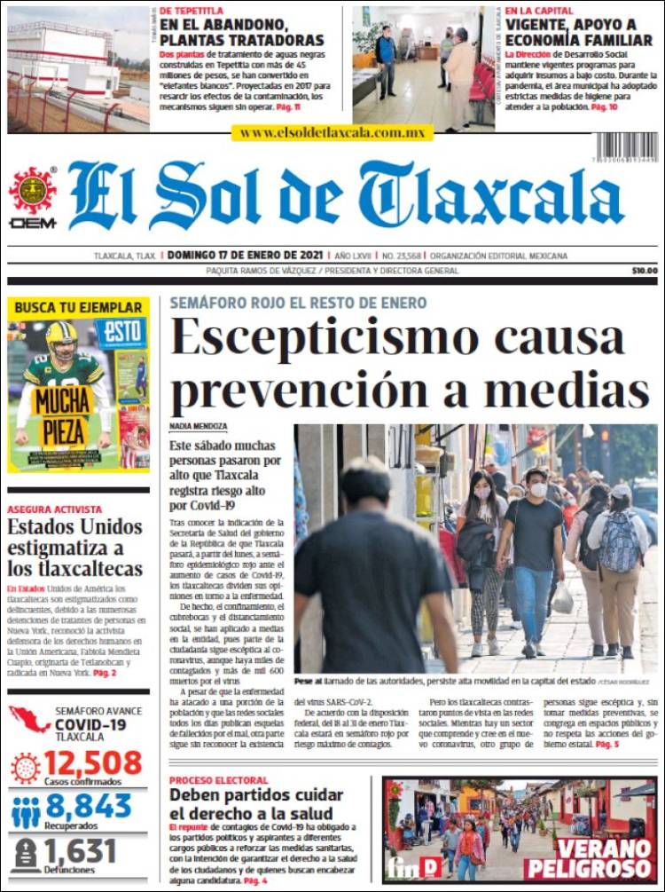 Portada de El Sol de Tlaxcala (México)