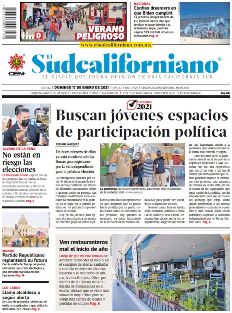 Portada de El Sudcaliforniano (México)