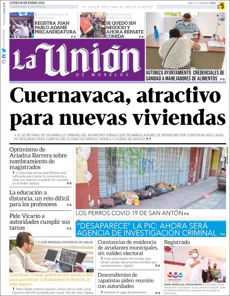 Portada de La Unión de Morelos (México)