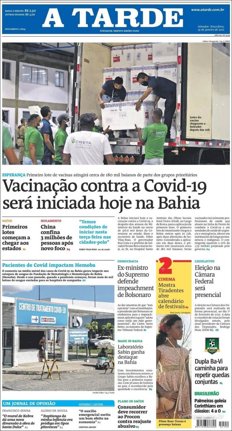 Portada de Diário A Tarde (Brasil)