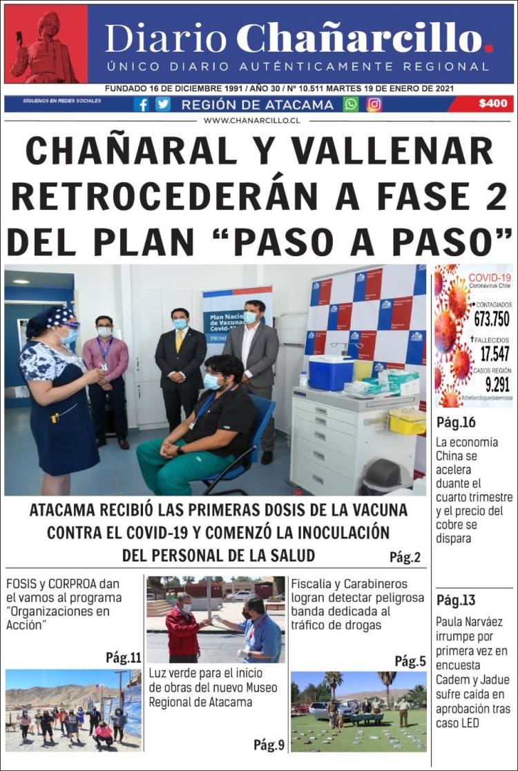 Portada de Diario Chañarcillo (Chile)