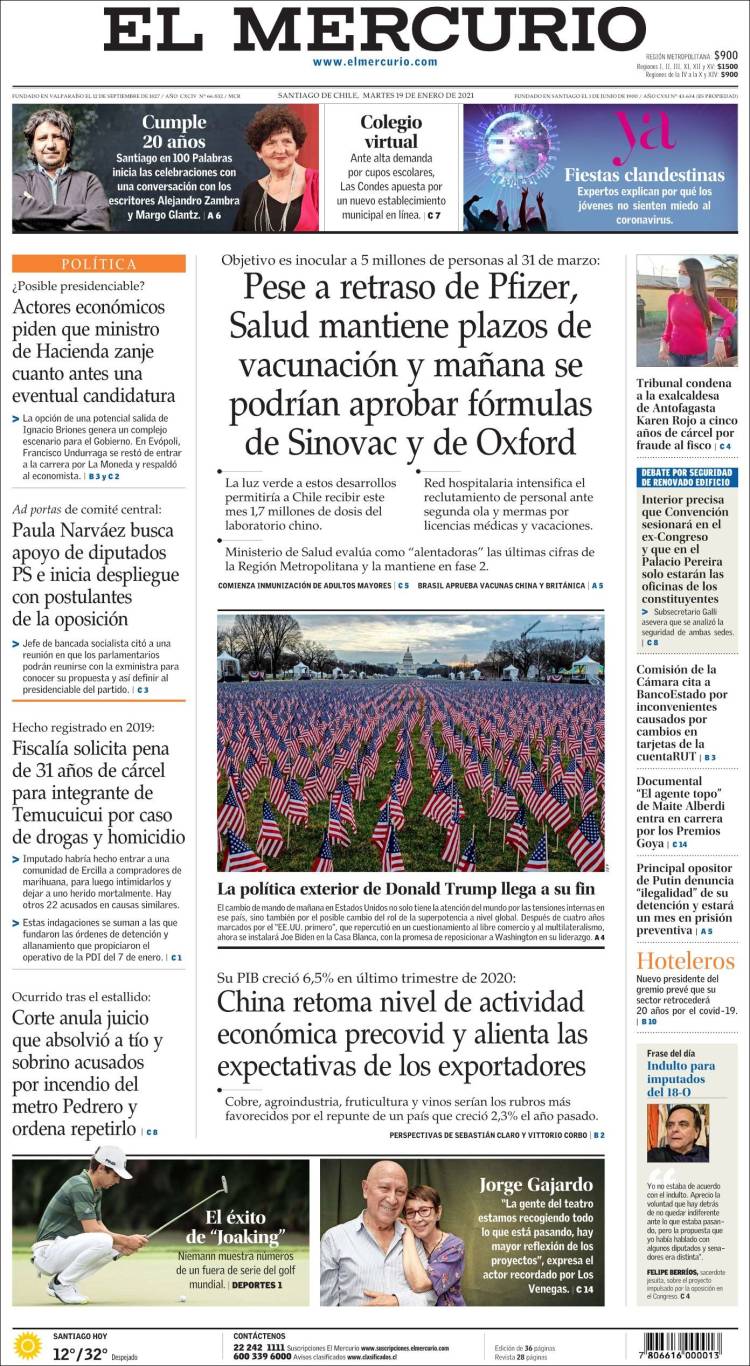 Portada de El Mercurio (Chile)