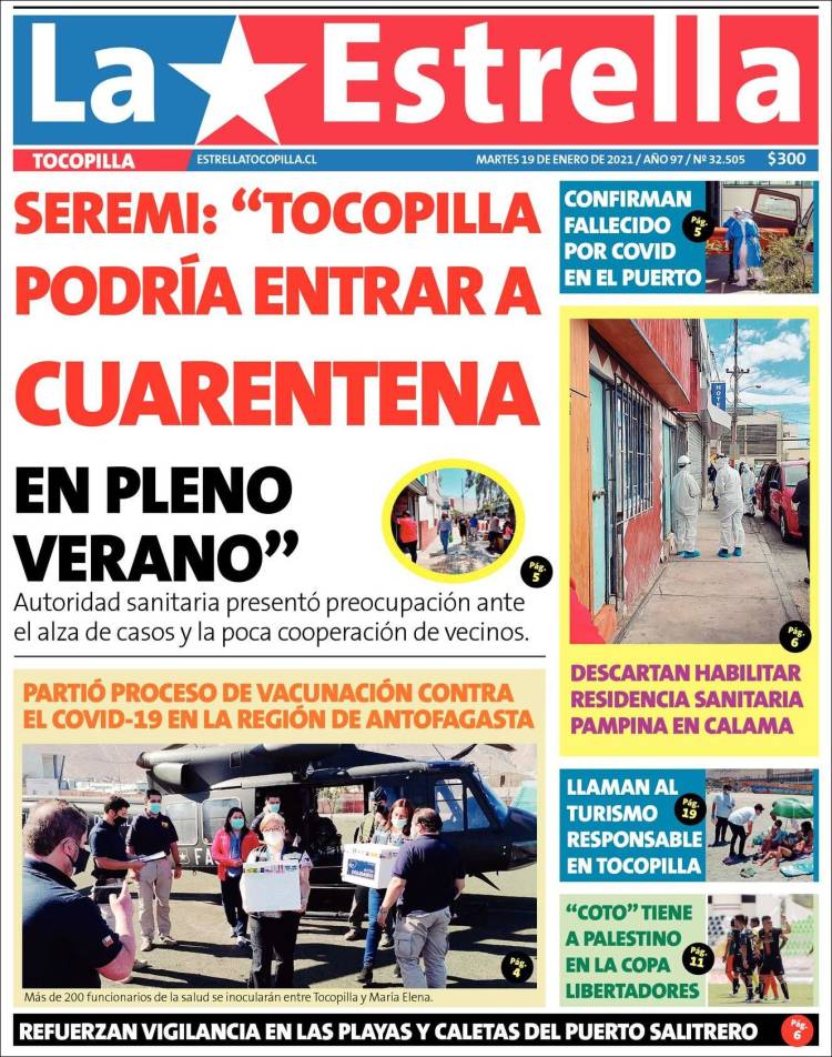 Portada de La Estrella de Tocopilla (Chile)