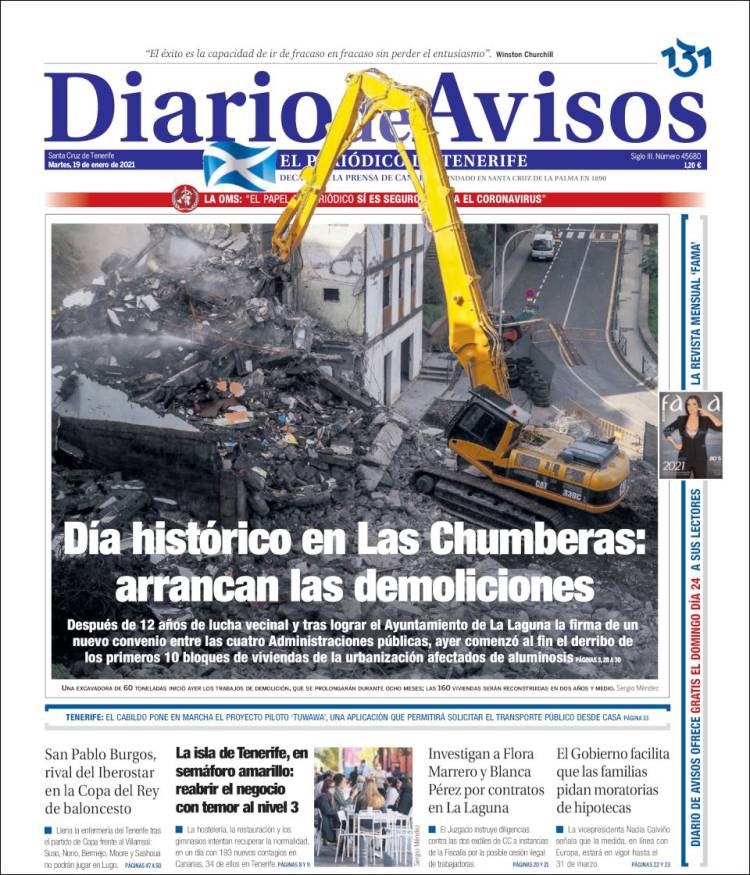 Portada de Diarios de Avisos (España)