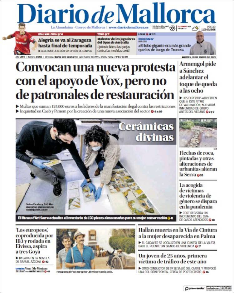 Portada de Diario de Mallorca (España)