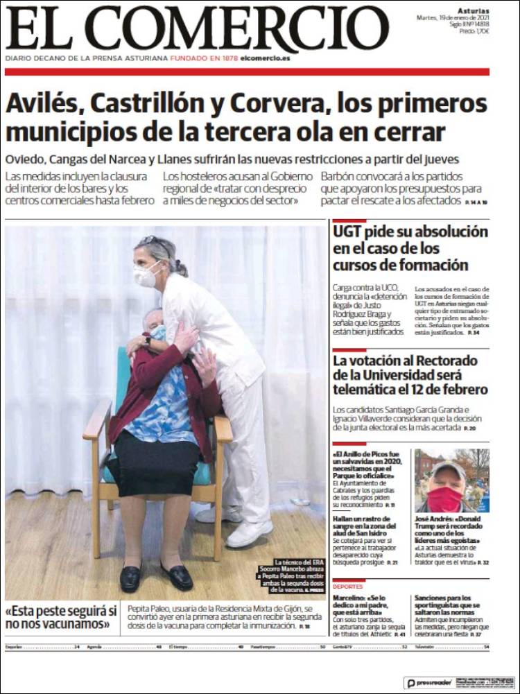 Portada de El Comercio (Spain)