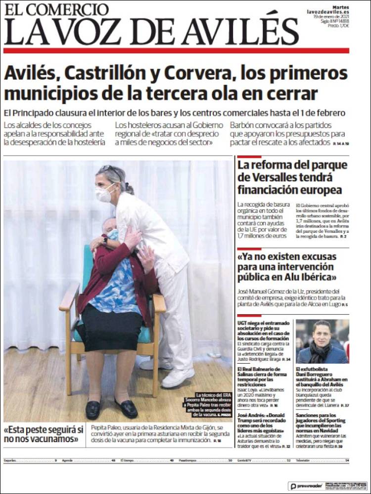 Portada de El Comercio - Avilés (España)