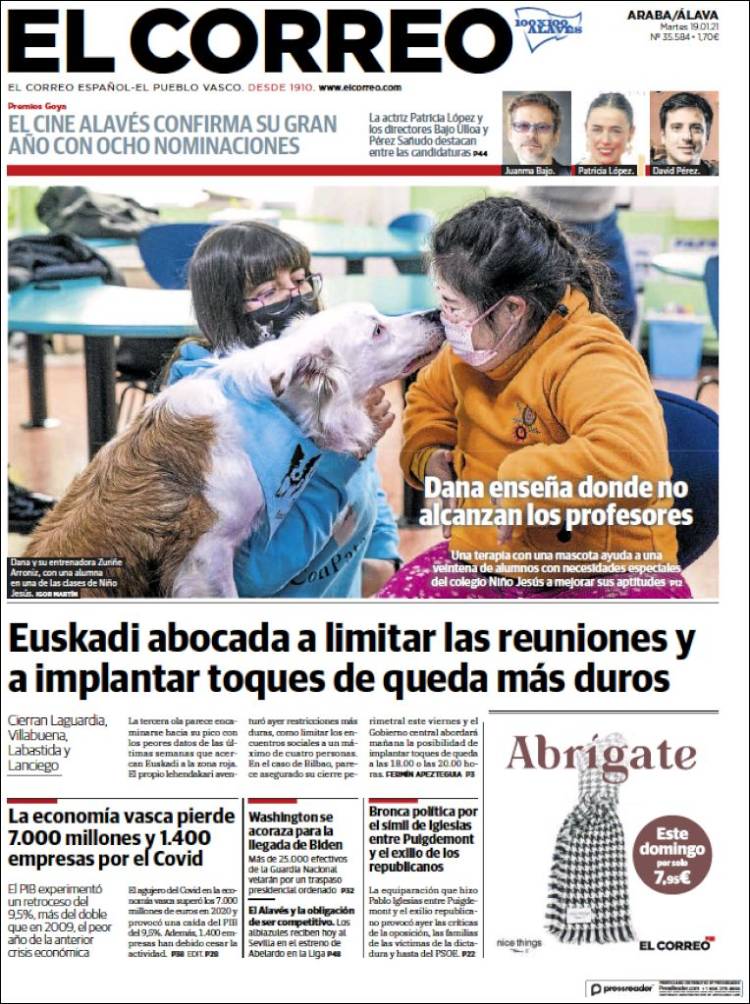 Portada de El Correo - Álava (España)