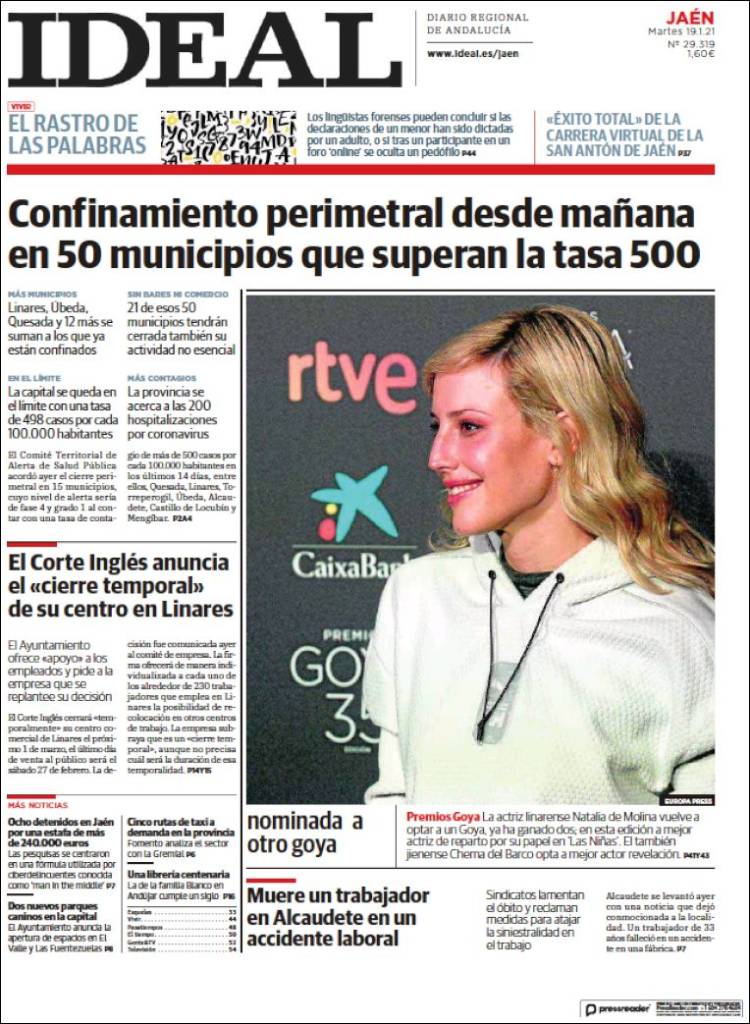 Portada de El Ideal de Jaén (España)