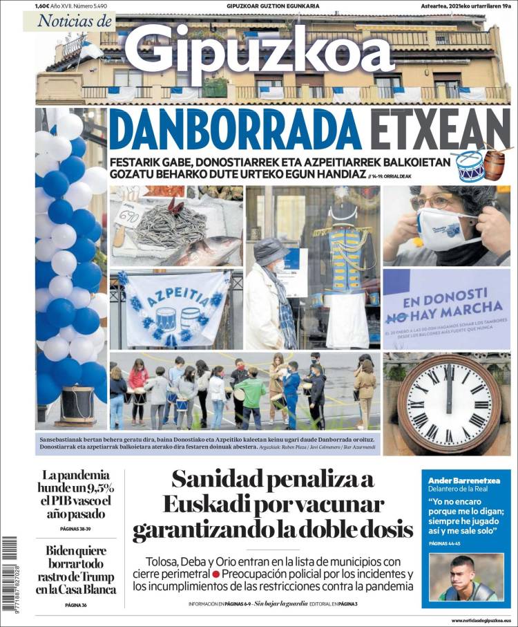 Portada de Noticias de Gipuzkoa (España)