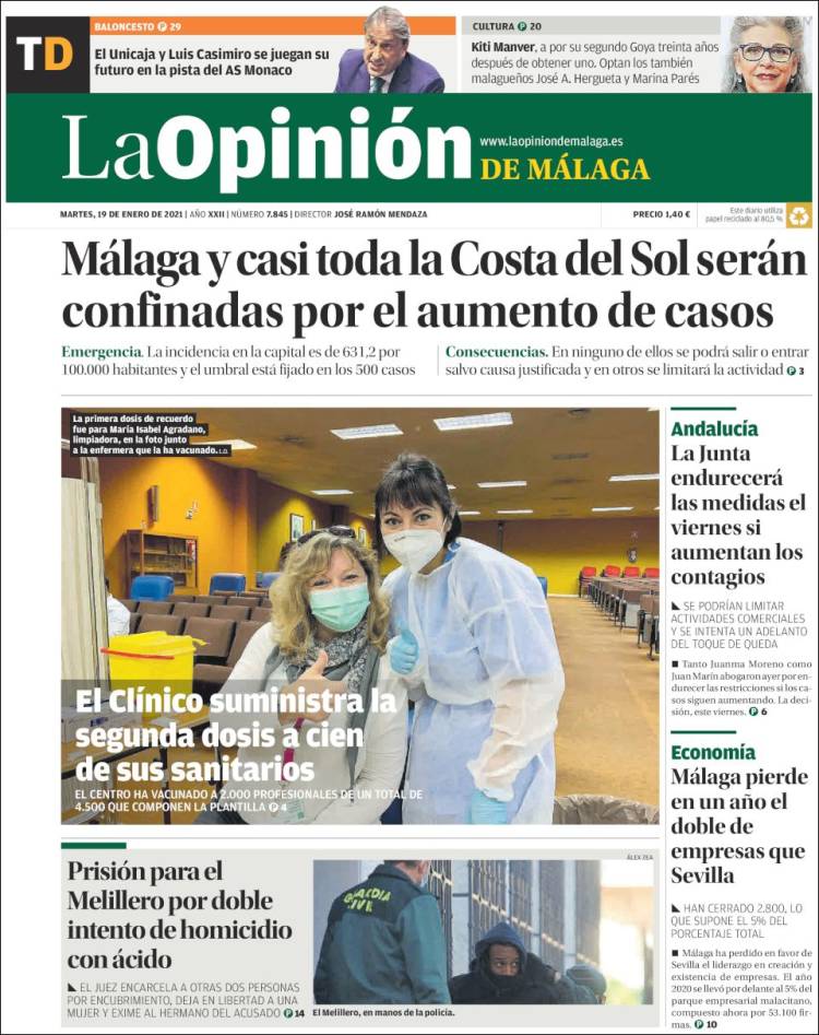 Portada de La Opinión de Málaga (Spain)