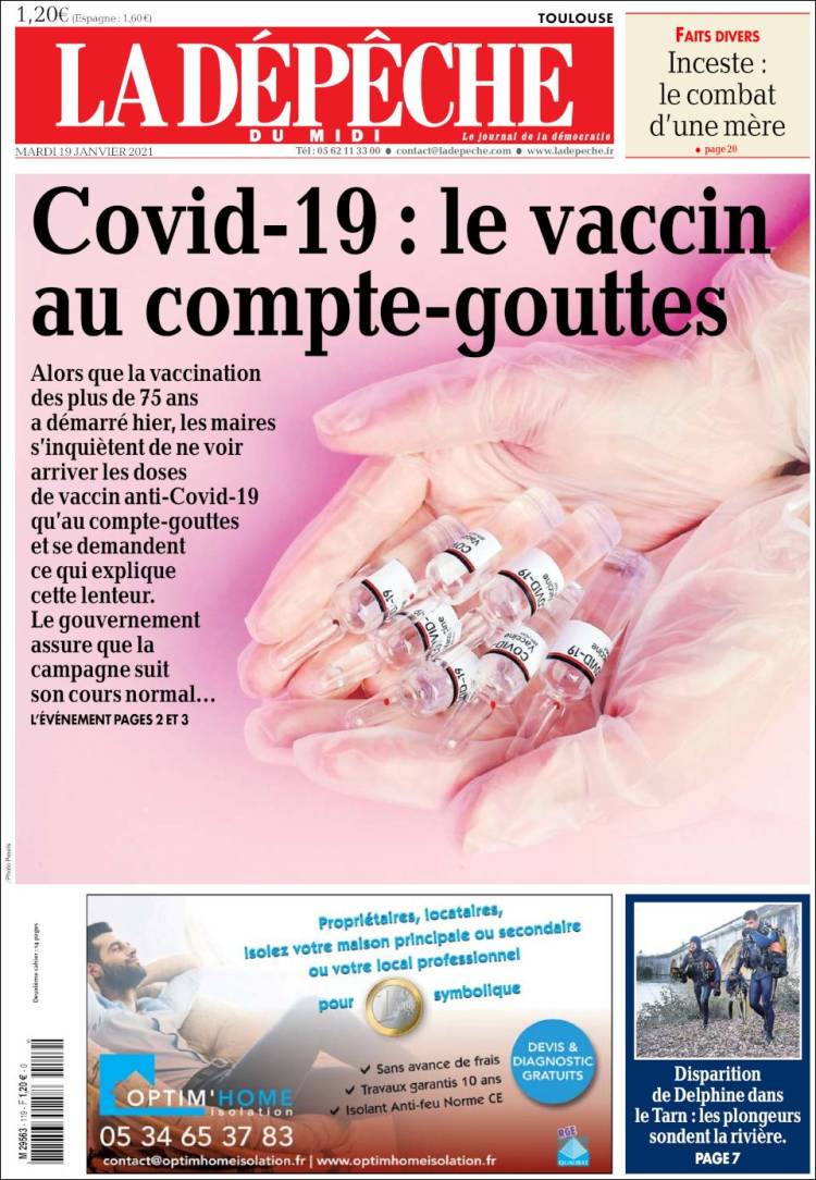Portada de La Dépêche du Midi (France)