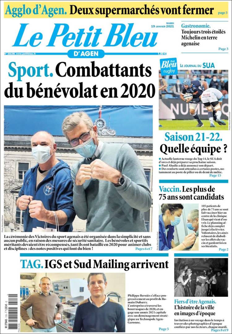 Portada de Le Petit Bleu (Francia)