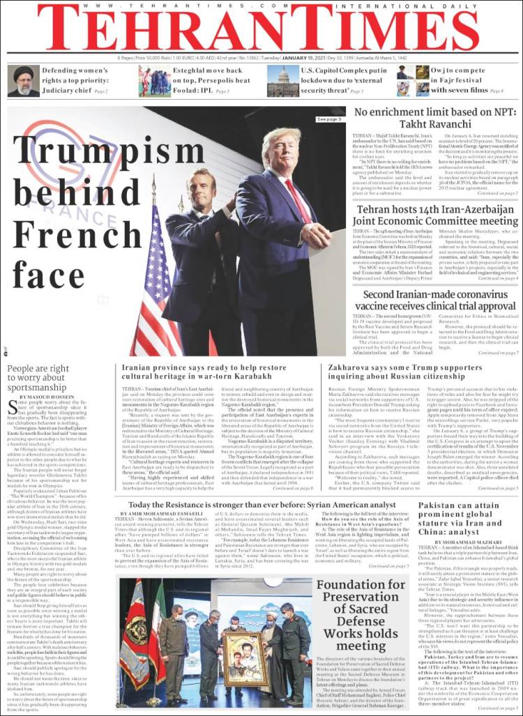 Portada de TehranTimes (Ir&aacute;n)