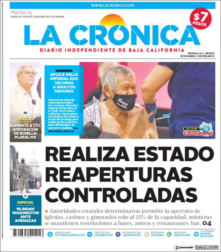 Portada de La Crónica de Baja California (México)