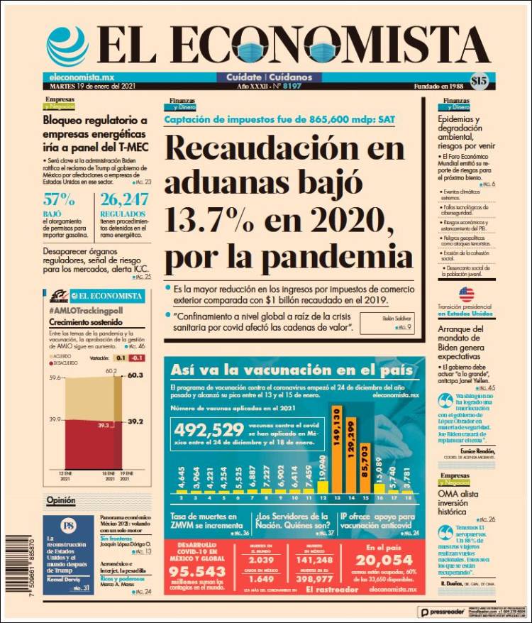 Portada de El Economista (México)