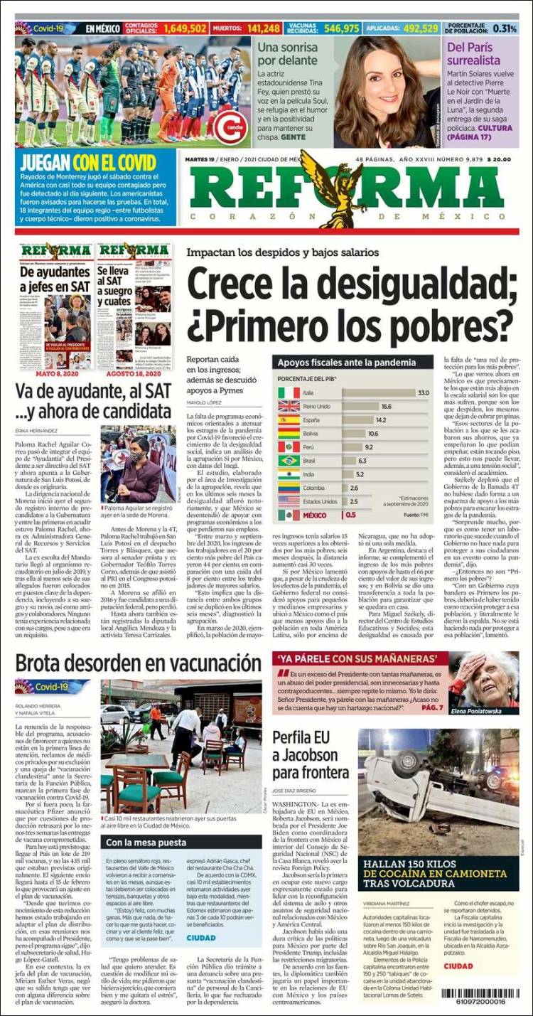 Portada de Reforma (México)