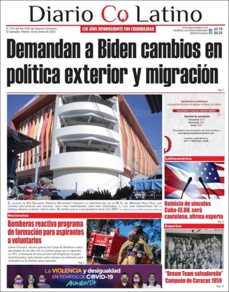 Portada de Diario Co Latino (El Salvador)