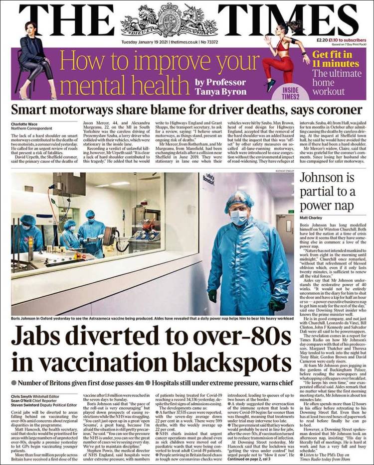 Portada de The Times (Reino Unido)