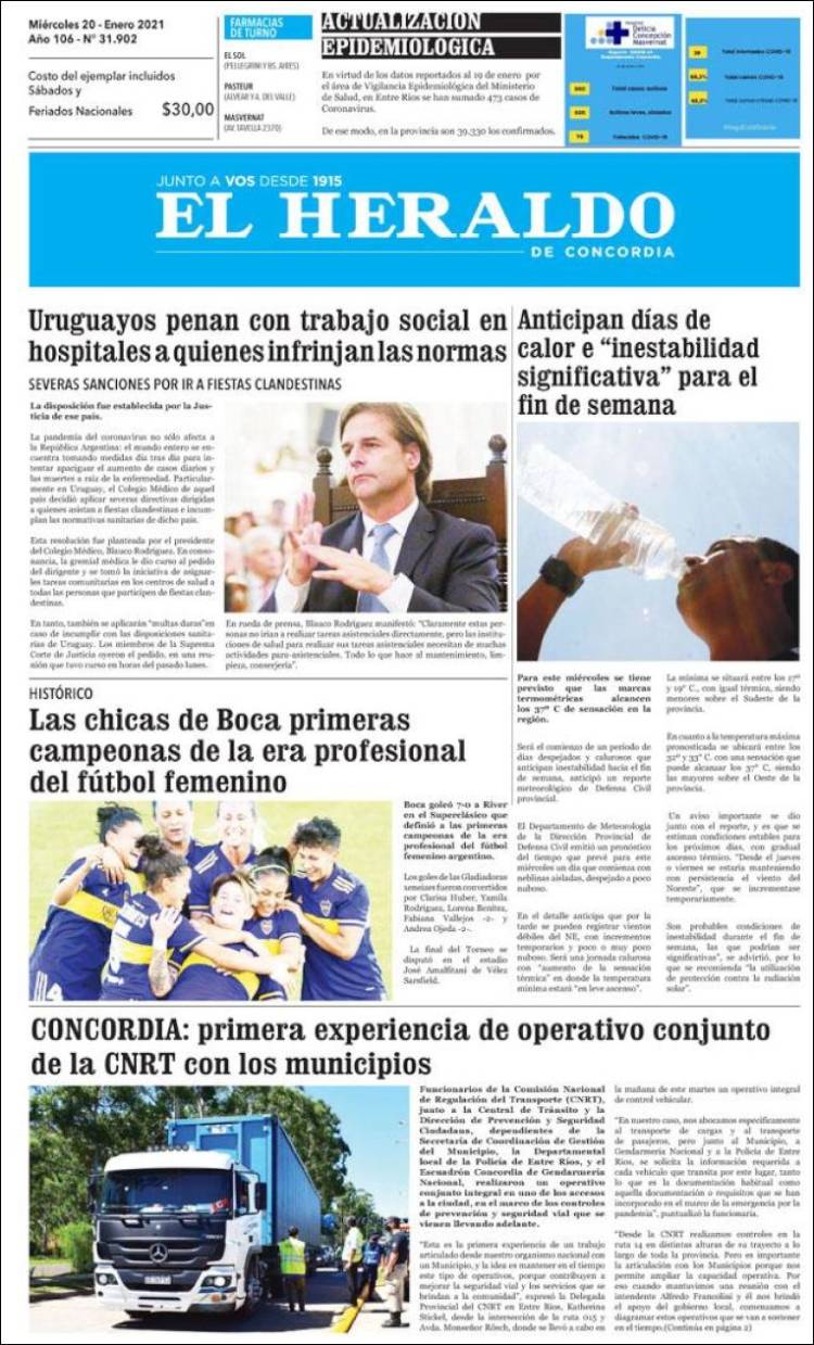 Portada de El Heraldo de Concordia (Argentina)